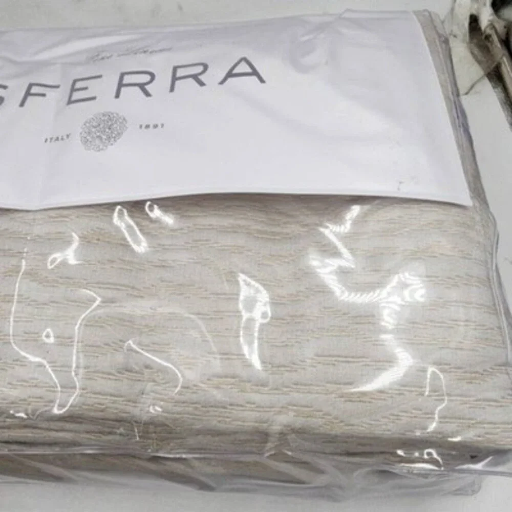 SFERRA Ondate Blanket Cover King Bluefin Two Toned Yarn Dye Weave Long Staple
